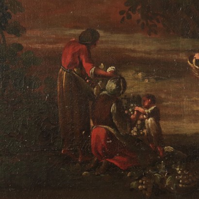 arte, arte italiano, pintura italiana antigua,Paisaje con figuras,Paisaje con figuras - La vendimia