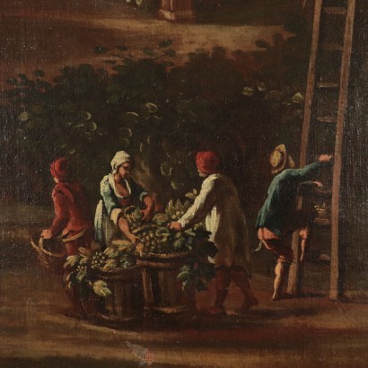 arte, arte italiano, pintura italiana antigua,Paisaje con figuras,Paisaje con figuras - La vendimia