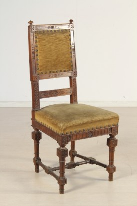 Bottega del 900, neo-Renaissance, neo-Renaissance, 10 group chairs, chairs, chairs, chairs early 900 900 Walnut chairs, chairs, Italy