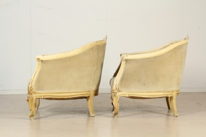 Bottega del 900, Baroque style, pair of armchairs, late Baroque armchairs, late Baroque style chairs, armchairs, chairs of meta 900 900, armchairs Armchairs Italy, lacquered wood, armchair