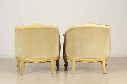 Bottega del 900, Baroque style, pair of armchairs, late Baroque armchairs, late Baroque style chairs, armchairs, chairs of meta 900 900, armchairs Armchairs Italy, lacquered wood, armchair