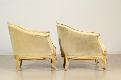 Bottega del 900, Baroque style, pair of armchairs, late Baroque armchairs, late Baroque style chairs, armchairs, chairs of meta 900 900, armchairs Armchairs Italy, lacquered wood, armchair