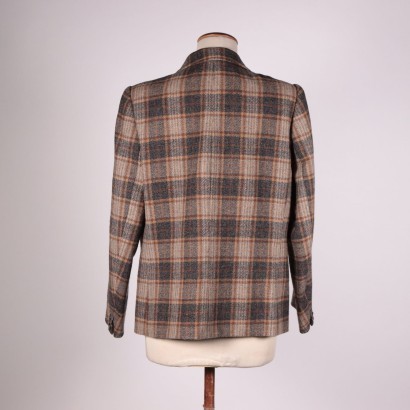 lana, vintageitalia, modavintage, años 80, años 90, tartán, tartán, chaqueta vintage herno en tartán marrón