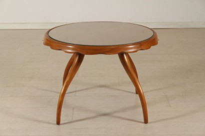moderne Couchtisch, Kirsche Couchtisch 40-50 Jahren, furniert, Glas ruhen auf Boden