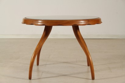 moderne Couchtisch, Kirsche Couchtisch 40-50 Jahren, furniert, Glas ruhen auf Boden