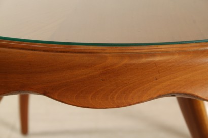 moderne Couchtisch, Kirsche Couchtisch 40-50 Jahren, furniert, Glas ruhen auf Boden