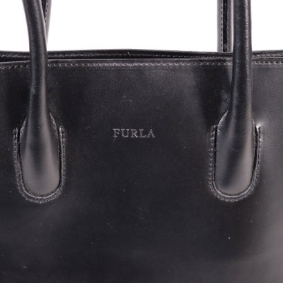 Black Furla Shoulde Bag Leather Bologna Italy