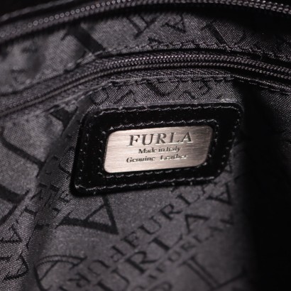 Black Furla Shoulde Bag Leather Bologna Italy