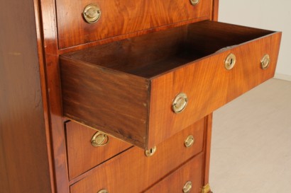 antiquariato, cassettoni, cassettone I Impero, cassettone meta 800, cassettone austria, cassettone mogano, cassettone piuma di mogano, cassettone