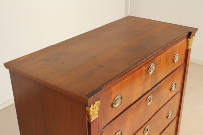 antiquariato, cassettoni, cassettone I Impero, cassettone meta 800, cassettone austria, cassettone mogano, cassettone piuma di mogano, cassettone