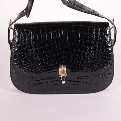 Vintage Crocodile Print Leather Bag Italy 1960s-1970s