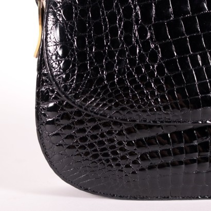 Vintage Crocodile Print Leather Bag Italy 1960s-1970s