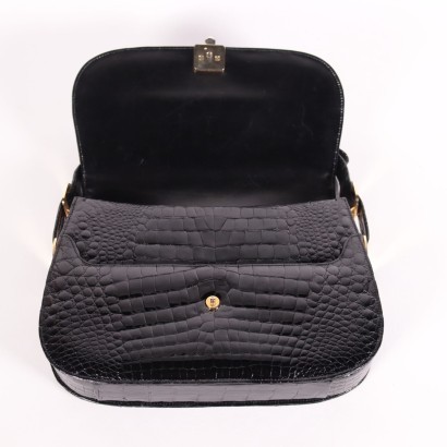 Vintage Crocodile Print Leather Bag Italy 1960s-1970s