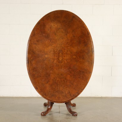 Victorian Sailing Table Mahogany Walnut Burl Veneer England 19th Cent