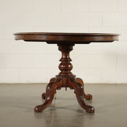 Victorian Sailing Table Mahogany Walnut Burl Veneer England 19th Cent