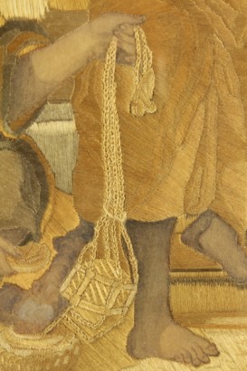 alte Gemälde, Stickereien, Malerei und Stickerei auf Seide, Darbringung Christi im Tempel