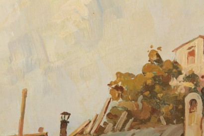 Nicolas De Corsi_77442 arte del siglo XX, Nicolas De Corsi (1882-1956), servicio de catering, aceite en la madera contrachapada