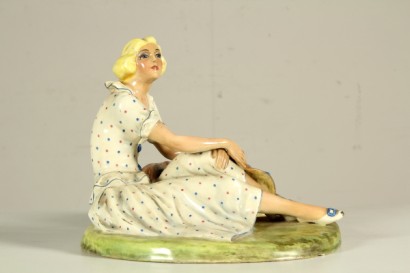 modernariato, oggettistica, statuetta dipinta, statuetta ceramica d arte milano, ceramica d arte milano, statuetta anni 40, statuetta