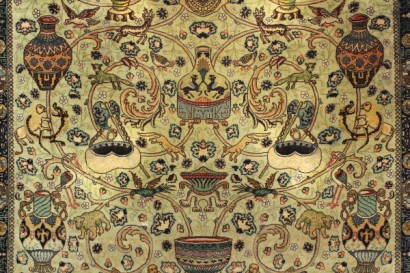 antigüedades, alfombras, alfombra, alfombra, lana de alfombra persa nain, seda, alfombra alfombra del algodón, alfombra, manual de nodo extrafina de fabricación de alfombra, alfombra, alfombra 900 destino