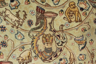 antigüedades, alfombras, alfombra, alfombra, lana de alfombra persa nain, seda, alfombra alfombra del algodón, alfombra, manual de nodo extrafina de fabricación de alfombra, alfombra, alfombra 900 destino