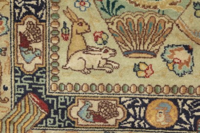 antigüedades, alfombras, alfombra, alfombra, lana de alfombra persa nain, seda, alfombra alfombra del algodón, alfombra, manual de nodo extrafina de fabricación de alfombra, alfombra, alfombra 900 destino