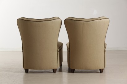 coppia di poltroncine di modernariato, poltroncine anni 40, imbottitura in espanso, rivestimento in tessuto