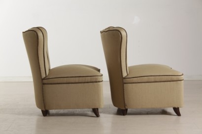 coppia di poltroncine di modernariato, poltroncine anni 40, imbottitura in espanso, rivestimento in tessuto