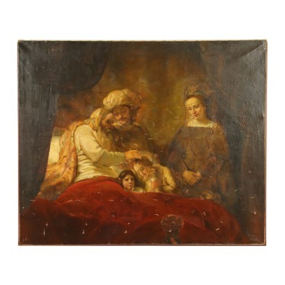 arte, arte italiana, pittura antica italiana,Giacobbe Benedice i Figli di Giuseppe,Giacobbe benedice figli di Giuseppe