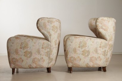 Fauteuils de couple de 40 ans_7807 paire de fauteuils de couple du modernisme, 40 ans, fauteuils fauteuils rembourrage crin doux, coussin de plume, tissu