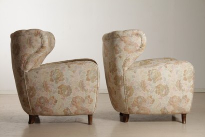Fauteuils de couple de 40 ans_7809 paire de fauteuils de couple du modernisme, 40 ans, fauteuils fauteuils rembourrage crin doux, coussin de plume, tissu