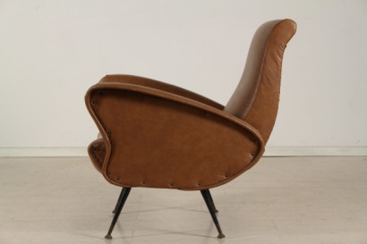 50 years foam armchair_7813 Chair of modernism, 50 years foam armchair, upholstered in the original sky, metal legs, brass foot and toe