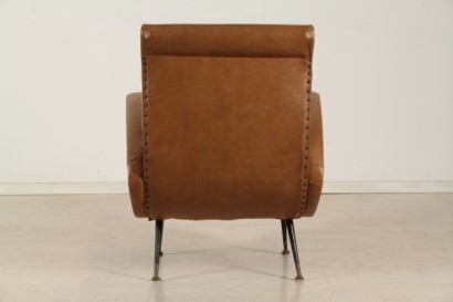 50 years foam armchair_7814 Chair of modernism, 50 years foam armchair, upholstered in the original sky, metal legs, brass foot and toe