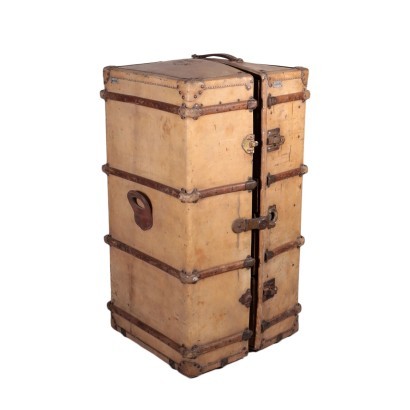 Coffre Armoire Vintage Au Départ Cuir - France Années 1910-1920