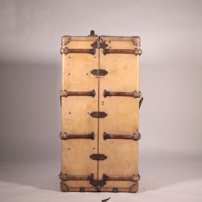 Coffre Armoire Vintage Au Départ Cuir - France Années 1910-1920