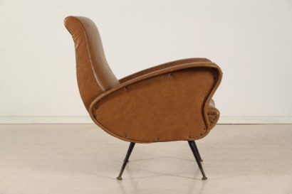 50 years foam armchair_7815 Chair of modernism, 50 years foam armchair, upholstered in the original sky, metal legs, brass foot and toe