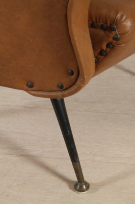 50 years foam armchair_7816 Chair of modernism, 50 years foam armchair, upholstered in the original sky, metal legs, brass foot and toe