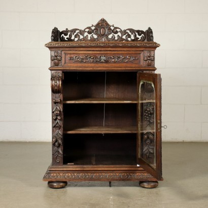 Meuble Style Néo-Renaissance Châtaignier Verre Italie 20ième Siècle