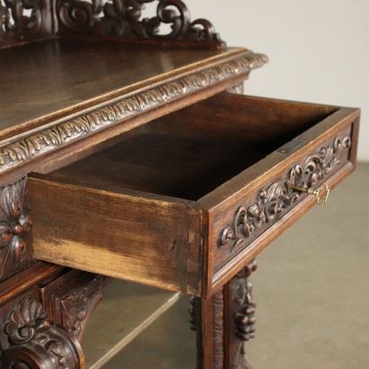Meuble Style Néo-Renaissance Châtaignier Verre Italie 20ième Siècle