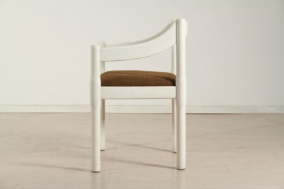 poltroncina carimate di modernariato, poltroncina cassina modello carimate, designer vico magistretti, poltroncina carimate 1960, struttura in legno, seduta imbottita, rivestimento in tessuto