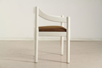 poltroncina carimate di modernariato, poltroncina cassina modello carimate, designer vico magistretti, poltroncina carimate 1960, struttura in legno, seduta imbottita, rivestimento in tessuto