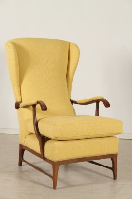 fauteuils de modernisme, fauteuils de style drôle, cadre en teck, mousse, housse en tissu