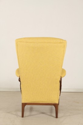 fauteuils de modernisme, fauteuils de style drôle, cadre en teck, mousse, housse en tissu