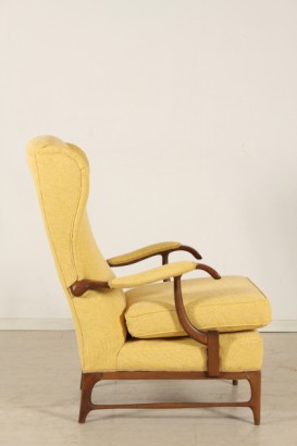 fauteuils de modernisme, fauteuils de style drôle, cadre en teck, mousse, housse en tissu