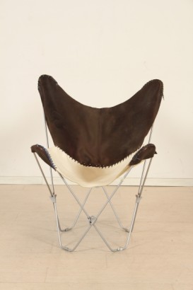 Président du modernisme, 70-80 ans tripolina fauteuil, structure en métal, assise et dossier en cuir