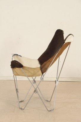 Président du modernisme, 70-80 ans tripolina fauteuil, structure en métal, assise et dossier en cuir