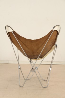 Président du modernisme, 70-80 ans tripolina fauteuil, structure en métal, assise et dossier en cuir