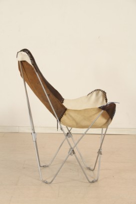 Président du modernisme, 70-80 ans tripolina fauteuil, structure en métal, assise et dossier en cuir
