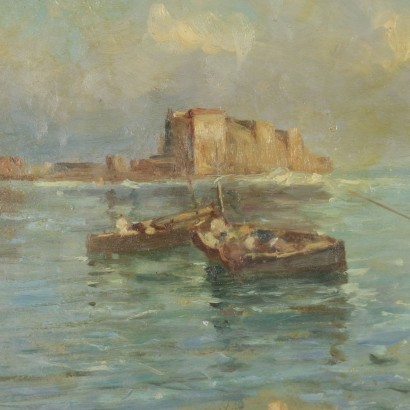 arte, arte italiana, pittura novecento italiana,Attilio Pratella ambito di ,Marina con barche,Attilio Pratella,Attilio Pratella,Attilio Pratella
