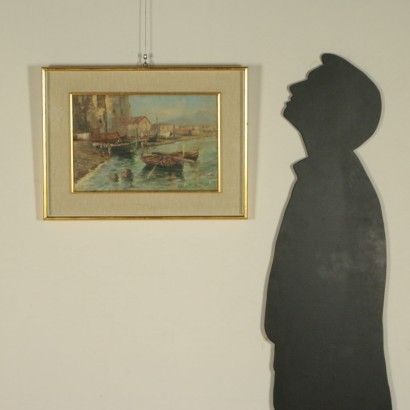 arte, arte italiana, pittura novecento italiana,Attilio Pratella ambito di ,Veduta costiera della baia di Napoli,Attilio Pratella