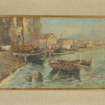 arte, arte italiana, pittura novecento italiana,Attilio Pratella ambito di ,Veduta costiera della baia di Napoli,Attilio Pratella